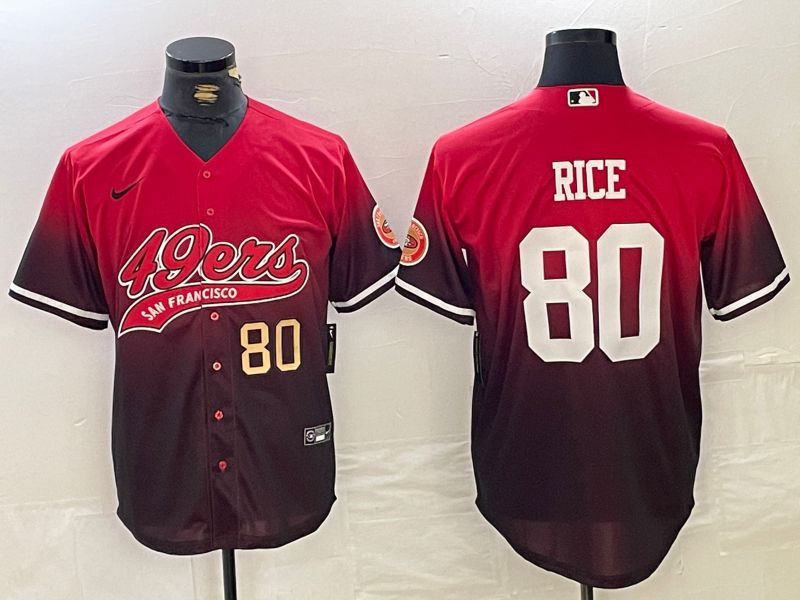 Men San Francisco 49ers #80 Rice Red Joint Name 2024 Nike Limited NFL Jersey style 7